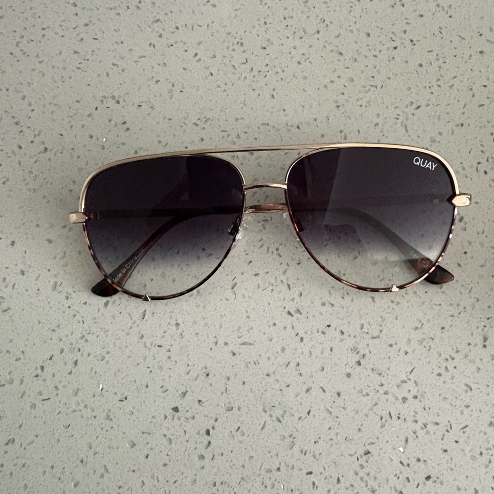 Quay Australia Gold Frame Sunglasses with Black Lenses